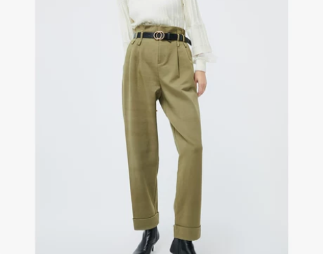 ONLY2019冬季新款高腰宽松卷边萝卜裤...