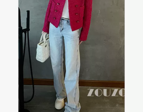 夏季爆好穿的神裤 22早春高腰链条休闲牛仔...