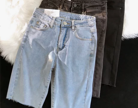 高腰紧身牛仔短裤女幂幂同款ins春夏季弹力...