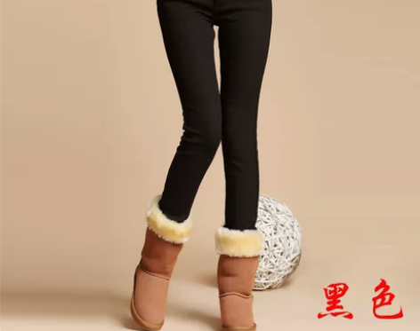 冬装新款女装 加绒加厚铅笔裤 牛仔裤女小脚...