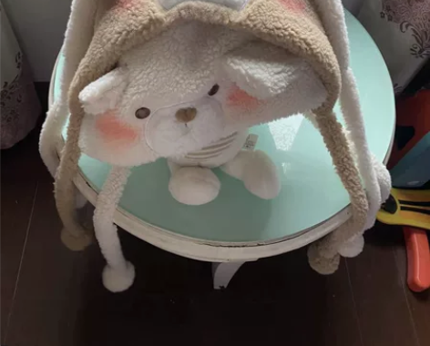 毛绒帽女秋冬季毛茸茸小熊渔夫帽可爱显脸小毛...