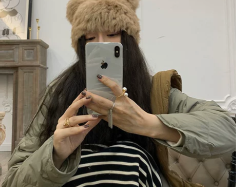 熊耳朵帽子女秋冬韩版百搭真兔毛帽子保暖毛绒...