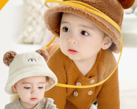 婴儿帽子秋冬季婴幼儿防护飞沫面部罩儿童宝宝...