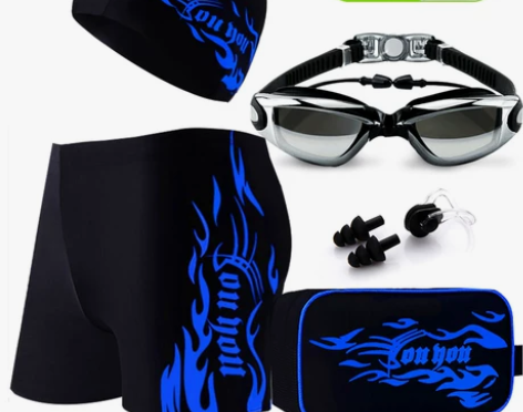 泳裤男防尴尬大码平角男士泳衣速干宽松温泉裤...