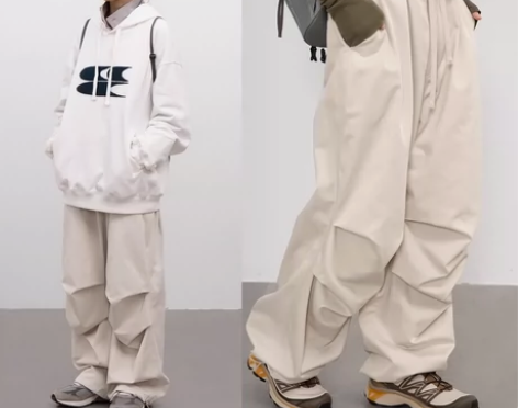 CryingCenter 米白色 降落伞裤...