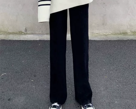 加绒咖色雪尼尔灯芯绒阔腿裤女秋冬宽松垂感拖...