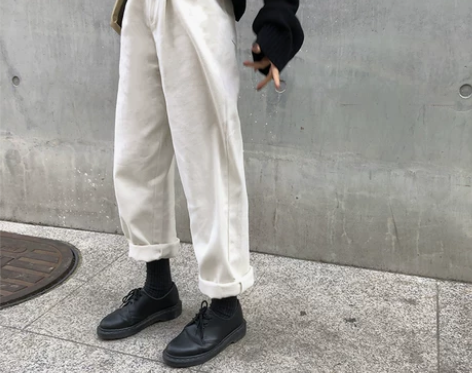 荒荒家裤子女秋冬加绒2019新款宽松直筒阔...