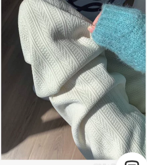 超厚全新！雪尼尔阔腿裤女秋冬2022新款麦穗加绒针织裤 全新...