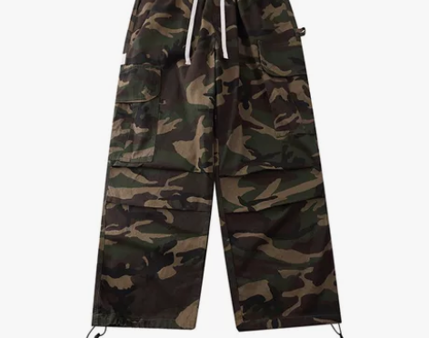 MAIKAO 美式复古嘻哈迷彩工装裤高腰显...