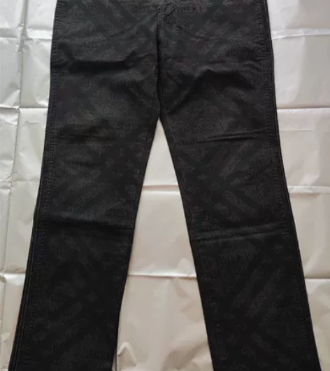 全新时尚复古渐变色印花微弹时装直筒裤，腰围...