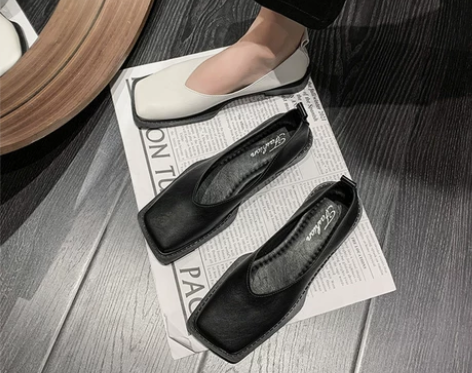 低跟单鞋女2022年夏季新款韩版软皮方头小...