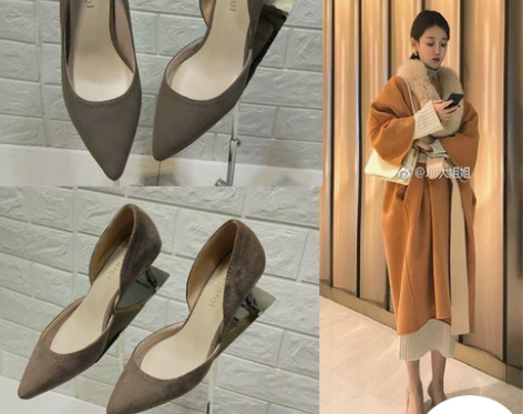 2019网红女鞋秋新款尖头细跟单鞋女瓢鞋j...