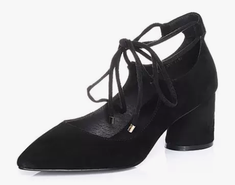 Senda/森达 单鞋 绑带 尖头 粗高跟...