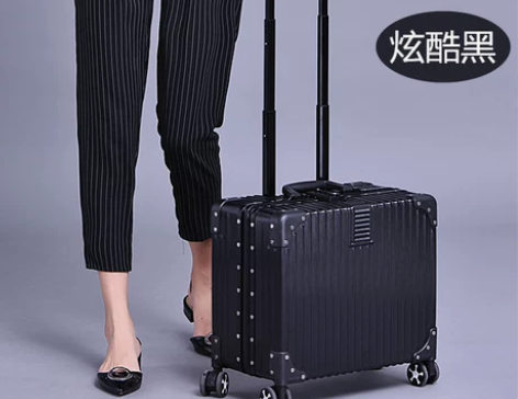 玫瑰金铝框拉杆箱16登机箱万向轮18寸行李...