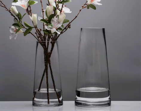 北欧T型简约玻璃花瓶透明描金 客厅餐桌家居...