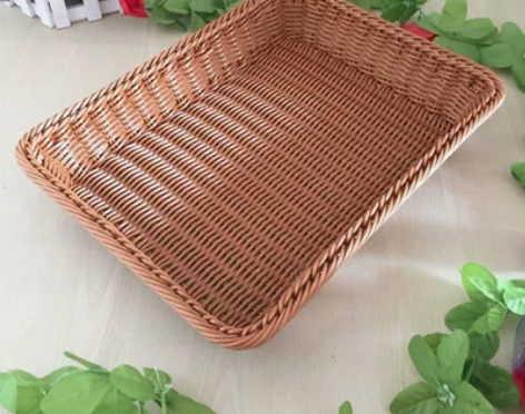 超市水果篮子藤编面包篮长方形收纳展示篮塑料...