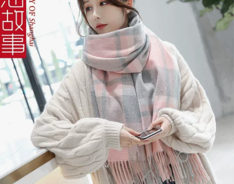 上海故事围巾 2022新款女生羊毛女冬季围...