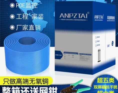 安普高速超五类纯无氧铜POE监控室内外双屏...