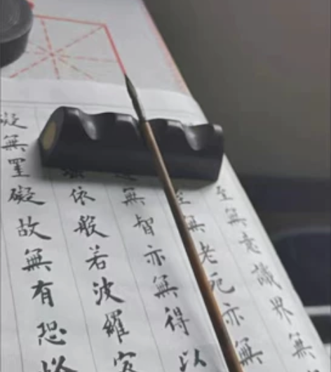 黑檀木镶铜笔搁笔架实木毛笔架铜木笔搁笔托毛...