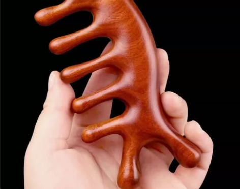 天然檀木按摩梳绿檀木梳经络梳通经络头皮按摩...