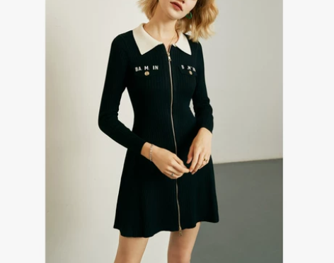 时髦法式◆法式针织连衣裙女秋冬2021新款...