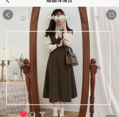 法国小众秋冬法式复古裙收腰背带裙冬裙两件套...