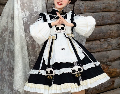 春侣原创Lolita裙熊猫包子铺op复古可...