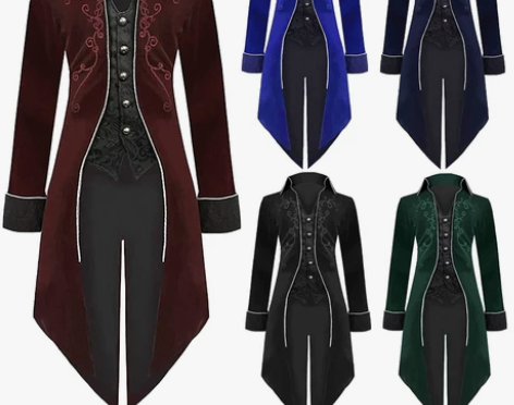 欧美万圣节燕尾服中世纪复古魔术师服装欧洲吸...