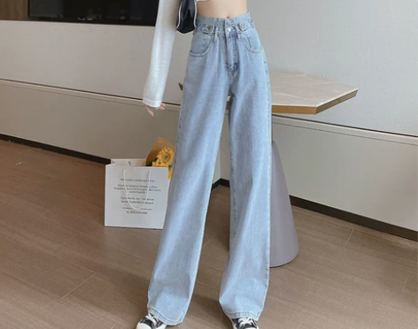 高腰显瘦宽松阔腿牛仔裤女2022爆款加长春...