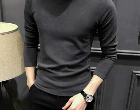 秋冬半高领双面绒德绒冬季加绒加厚保暖男士打...