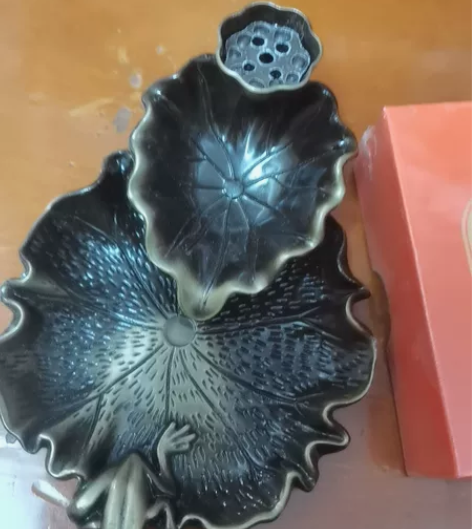 金属荷塘月色倒流香炉 家用观赏莲花荷叶檀香...
