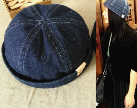 牛仔瓜皮帽女复古水手帽水兵帽雅痞地主帽流氓...