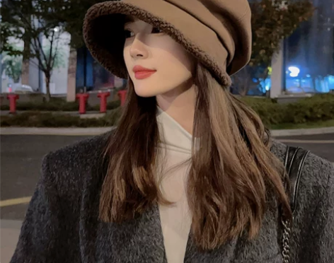 2022新爆款帽子女冬护耳加厚绒八角贝雷帽...