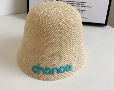 包邮新款纸绳字母水桶帽女夏季渔夫帽盆帽短檐...