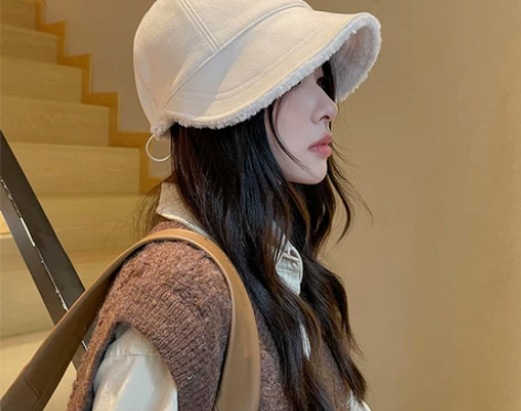 赵露思同款帽子女秋冬加绒保暖羊羔毛防晒渔夫...
