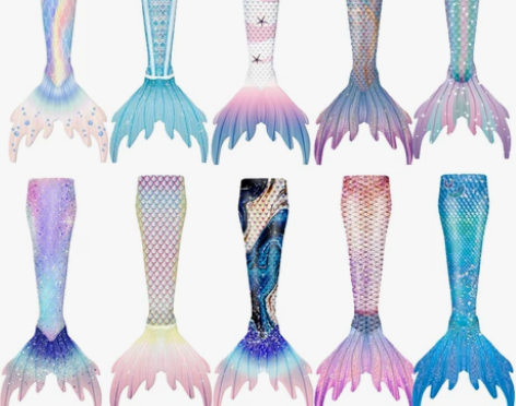 新款男女孩宝宝美人鱼尾巴爱丽儿温泉度假拍照...