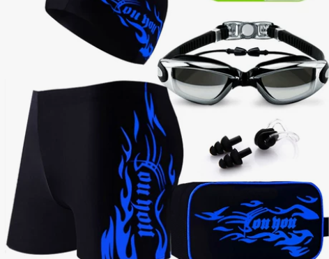 泳裤男防尴尬大码平角男士泳衣速干宽松温泉裤...