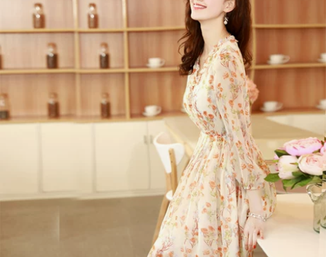 【狂欢价】星诺2020新款高端雪纺连衣裙女...