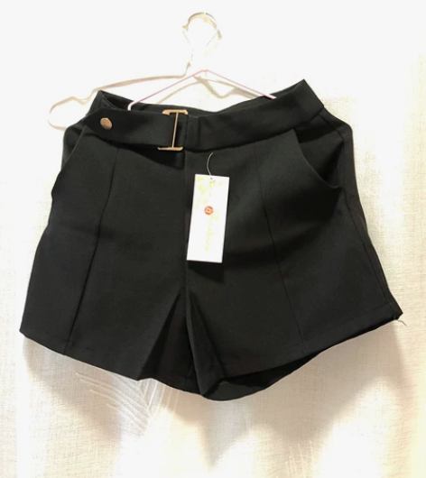 全新女夏西装面料阔腿短裤黑色M码有吊牌 腰...