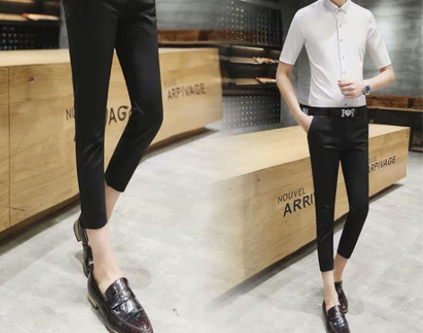 夏天韩版男士紧身小脚9八分裤西裤 发型师裤...