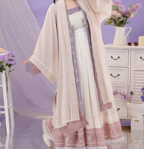 清梳原创芳华宋制汉服女长褙子对襟长衫吊带薄...