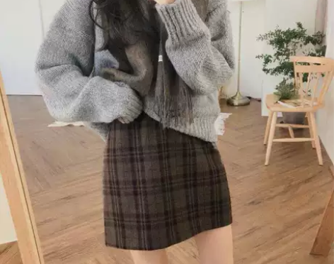 复古咖色格格半身裙秋冬女包臀a字裙大码胖m...