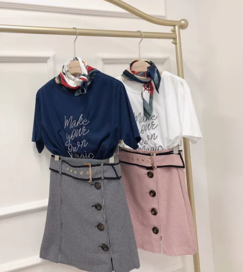 编号270粉色三件套 丝巾 +T+裙子 裙...