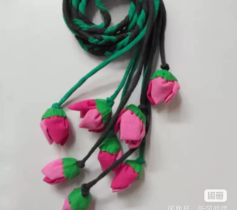 纯手工布艺辫子花朵超长款腰带 女式裙装配件...