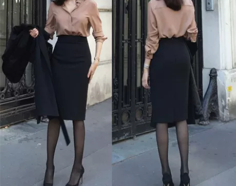 一步裙新款显瘦纯色高腰半身裙女春秋包臀裙