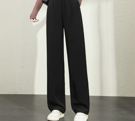 阔腿裤女新款西裤松紧腰直筒裤高腰宽松休闲长裤