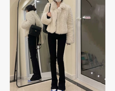 【双12价】黑色微喇叭牛仔裤女秋冬加绒紧身...