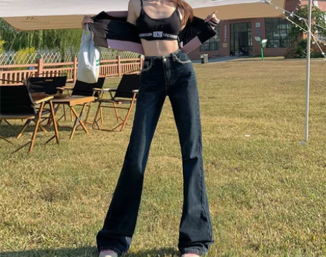 LHDA复古做旧喇叭阔腿裤2022年秋冬微...