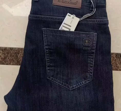 全新劲霸高腰直筒牛仔裤男士水洗磨边秋冬季厚...
