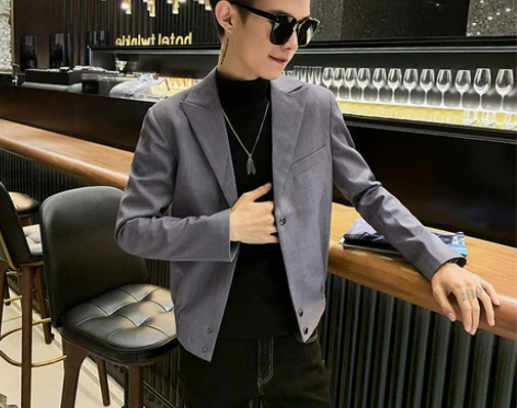 韩版青年短款修身夹克外套男秋季潮流男士休闲...